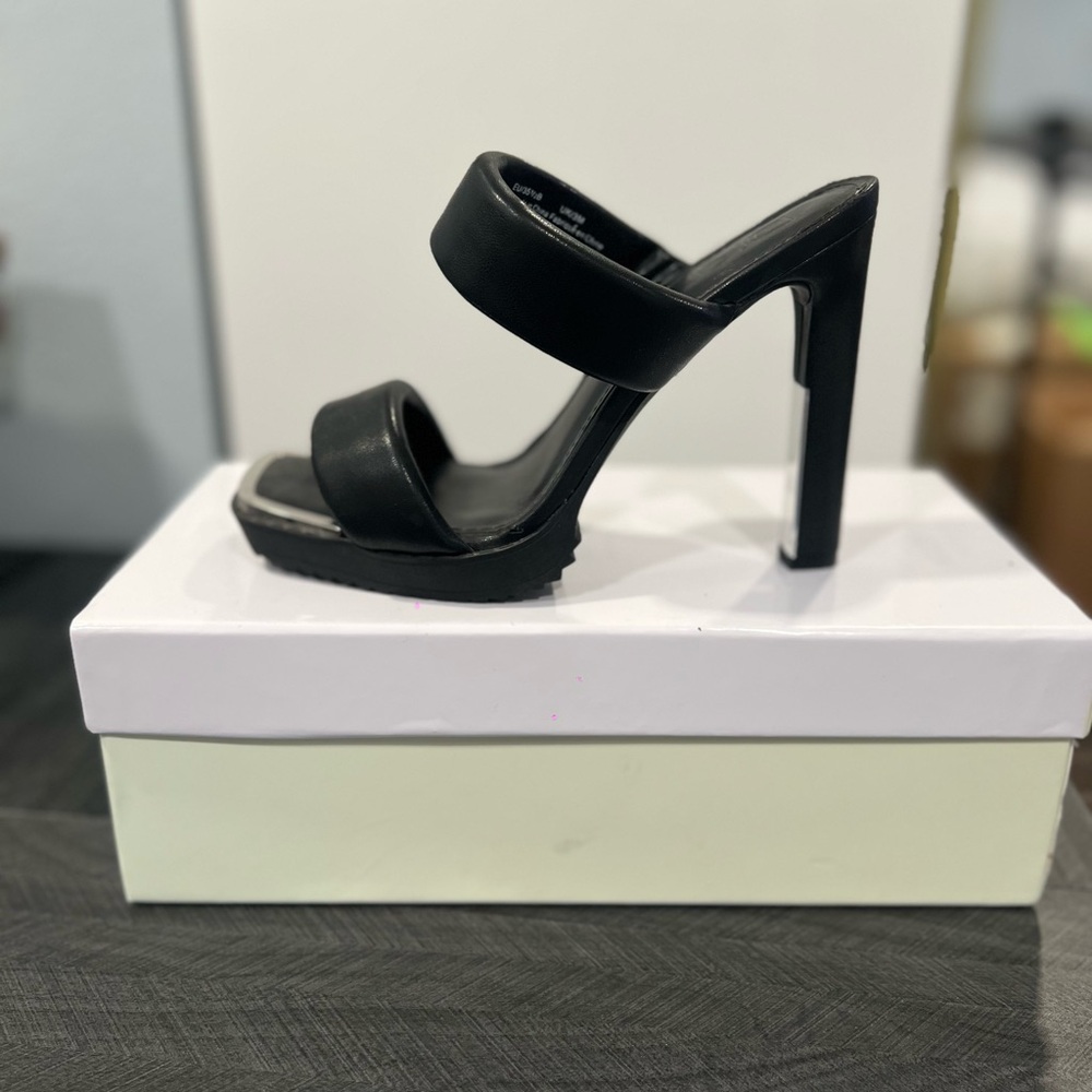 DKNYC Black Stiletto Heels with Platform Sole